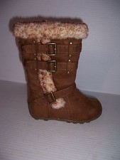 HOT CAKES HALEY GIRLS FAUX SUEDE  FUR ZIP UP WINTER BOOTS SIZES 9, 2  3 NEW 