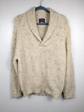 Northern Watters Knitwear Mens Sweater Ecru Size 40 Shawl Collar Pullover Wool