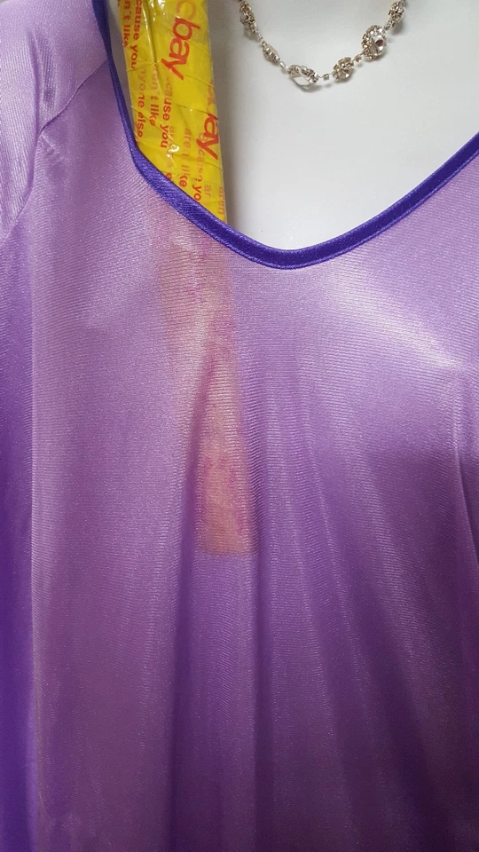 Comfort Choice Purple Nightgown Calf Short Sleeve Plus Size 2X 60" BUST - Image 3 of 4