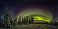 Landscape nature finland aurorae winter forest snow road Custom Gaming Mat Desk