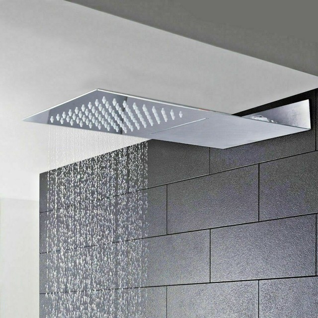 Aqua SLIM Dual Shower Head Rain Waterfall Chrome eBay