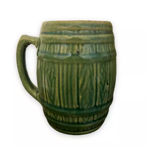 Vintage McCoy Green Barrel Mug Pottery Stoneware 397/8? Excellent condition