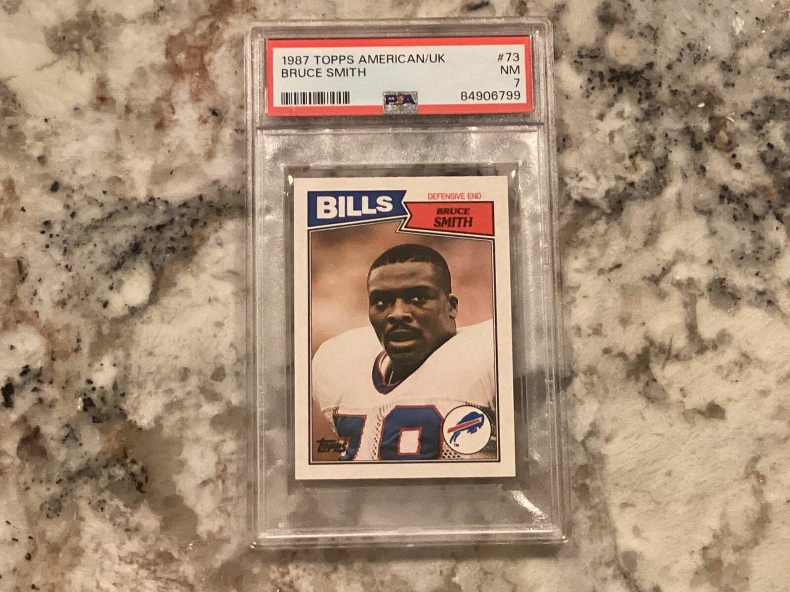 BRUCE SMITH PSA 7 Near Mint 1987 Rare Topps American/UK #73 Bills Goat 🐐
