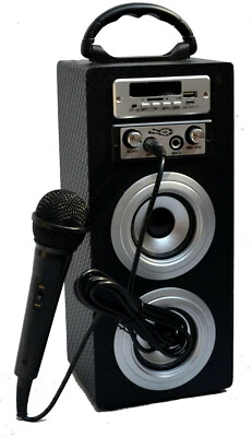 MINI KARAOKE ANLAGE MASCHINE - BLUETOOTH LAUTSPRECHER - DUOMIKRO EINGANG -FM,AUX - Bild 1 von 4
