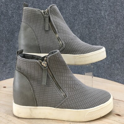 Steve Madden Boots Womens M Waltz Ankle Booties Gray Fabric Round Toe  Zip Up