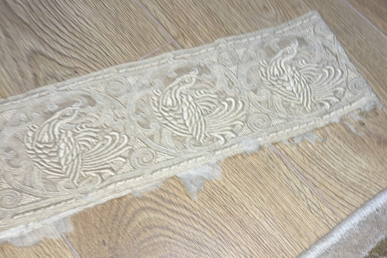 Antique Flounce From Hem of Skirt/Dress, Bird or Fish, Chinese? 8