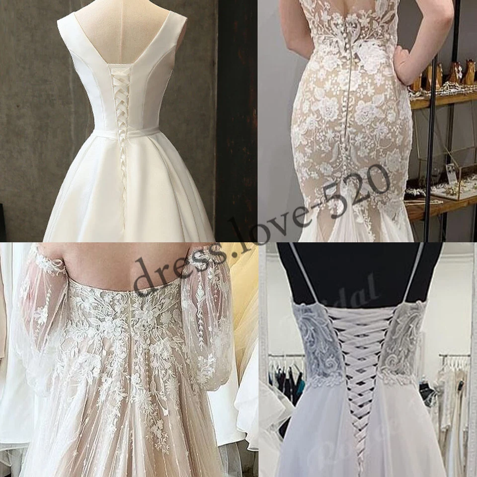 Boho Wedding Dresses V Neck Lace Appliques Elegant Beach Sweep Train Bridal Gown - Image 4 of 4