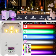 LED 6x18W RGBWA UV Battery Powered WIRELESS DMX Par Can DJ Uplighting Wedding