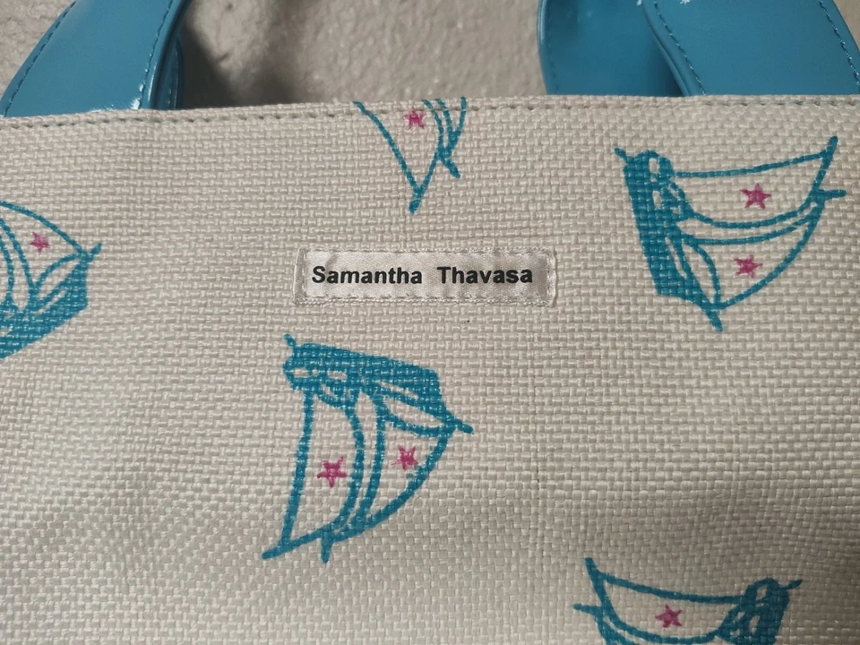 Samantha Thavasa 托特包白色蓝色女式帆船  — 第 2/4 张图片