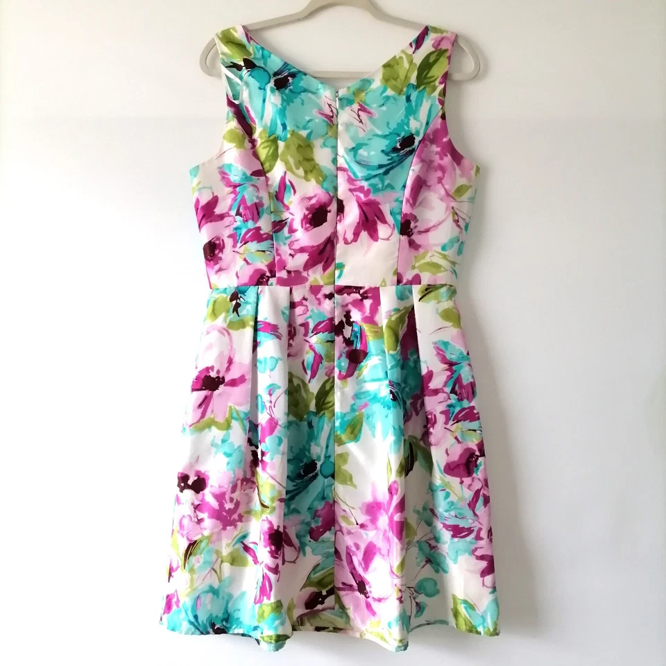 Madison Leigh Womens Multicolor Sleeveless V Neck Floral Fit&Flare Dress Size 12 - Image 2 of 4