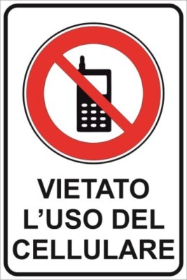Cartello Alluminio 16,6X23,3Cm 'Vietato L'Uso Di Telefoni Cellulari'