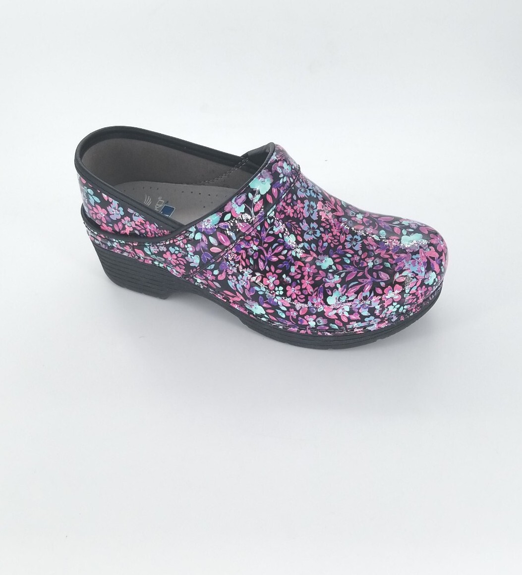 3861 Dansko Womens LT Pro Ditsy Floral Patent Leather Clog Size 37