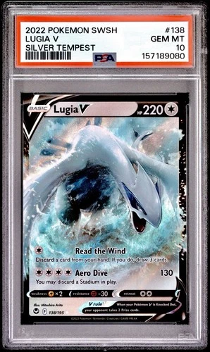 PSA 10 Gem Mint Lugia V Silver Tempest Holo SWSH Pokemon Card 2022 #138/195