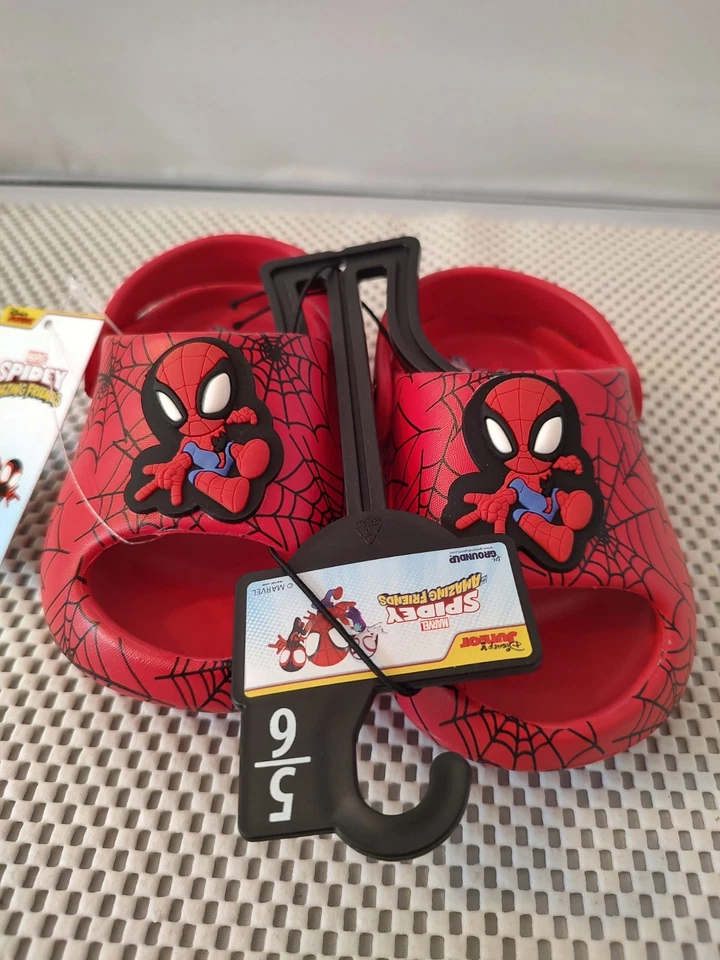 Sandalias zueco cómodas Spider-Man para niños pequeños talla 5/6 rojas nuevas con etiquetas Disney Junior... Foto 2 de 4