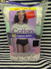 Hanes Women's Cotton Tagless Briefs 10 Pack Size 8/XL