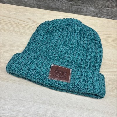 Love Your Melon Hat Beanie Fitted One Size Teal Cuffed Knit 100% Cotton USA