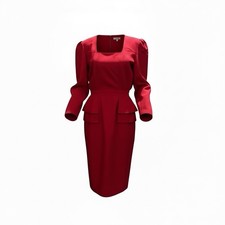 Valentino Garavani Crimson Peplum Dress Square Neckline Size 8 Stunning & Chic!