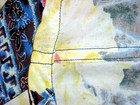 VINTAGE 1950's FLORAL RAYON CREPE? HAWAIIAN SHIRT BLUE YELLOW  BROWN WHITE-S-M — photo 9