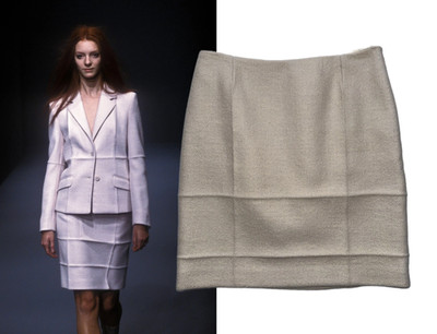 Prada Vintage Fall 1998 Cream Ivory Wool Nylon Crease Folded Seam