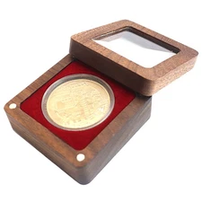 Solid Wood Display Storage Box Case For Single Certified Coin Holder Empty 