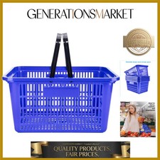 Blue Plastic Shopping Basket with Handles - Essential Shopping Baskets for Re...