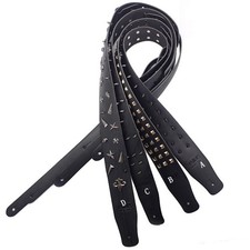 Genuine Leather Guitar Strap Studded Wide Str...