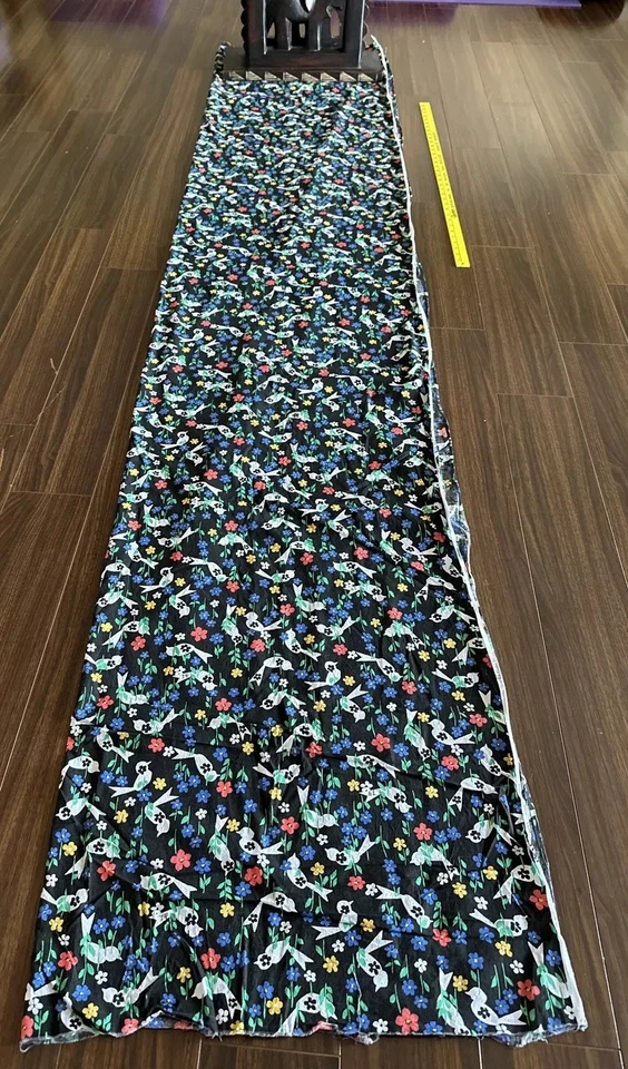 1983 "de Lanthe Creations" tela de lino de algodón negro pájaros flores W44”xL3 yardas Foto 2 de 4