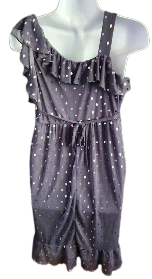 Justice Girls Holiday Party Stretch Sequin Sparkle Tulle Dress Size 18 - Image 2 of 4