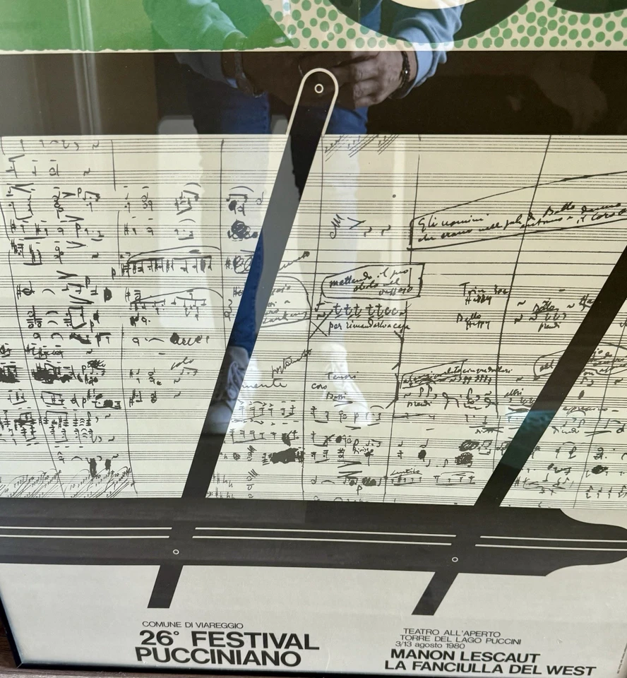 Póster de ópera italiana 26º Festival Pucciniano 1980 enmarcado de colección Torre del Lago Foto 4 de 4