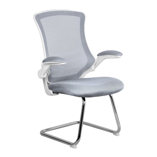 Nautilus Designs Luna Designer Hochlehner Netz grau Freischwinger Besucherstuhl mit