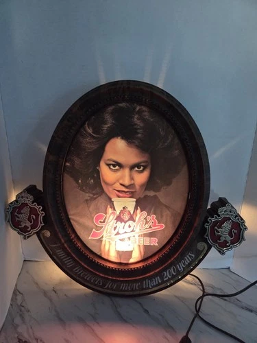 VTG Stroh's Beer Lighted Sign African American Sexy Model Bar 70s Rare Man Cave