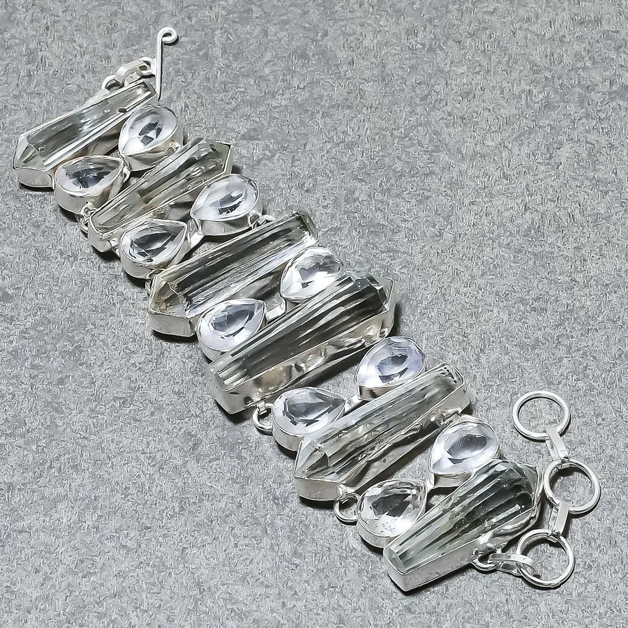 Weißer Topas Edelstein Armband Handarbeit Geburtstagsgeschenk verstellbar Ket... - Bild 2 von 4