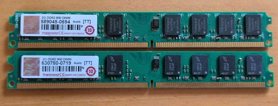 2x2GB (= 4GB) Transcend DDR2 800 PC6400 Ram Arbeitsspeicher