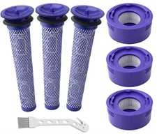 6 Pack Vacuum Filter Kit for Dyson V7/V8 Animal & Absolute 3 Post + 3 Pre
