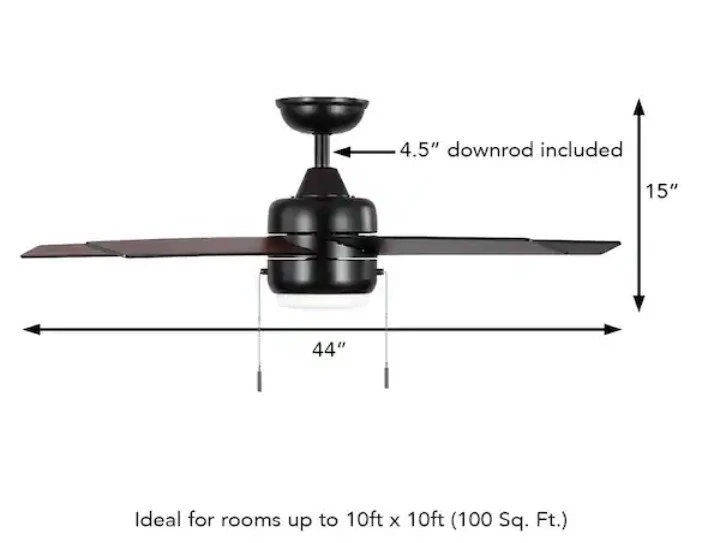 44" LED In/Out 5 Reversible Blades 3 Speed Frosted Shade Pull Chain Ceiling Fan - Image 3 of 4