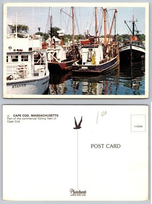 Cape Cod Massachusetts Fishing Boats Harbor Postcard