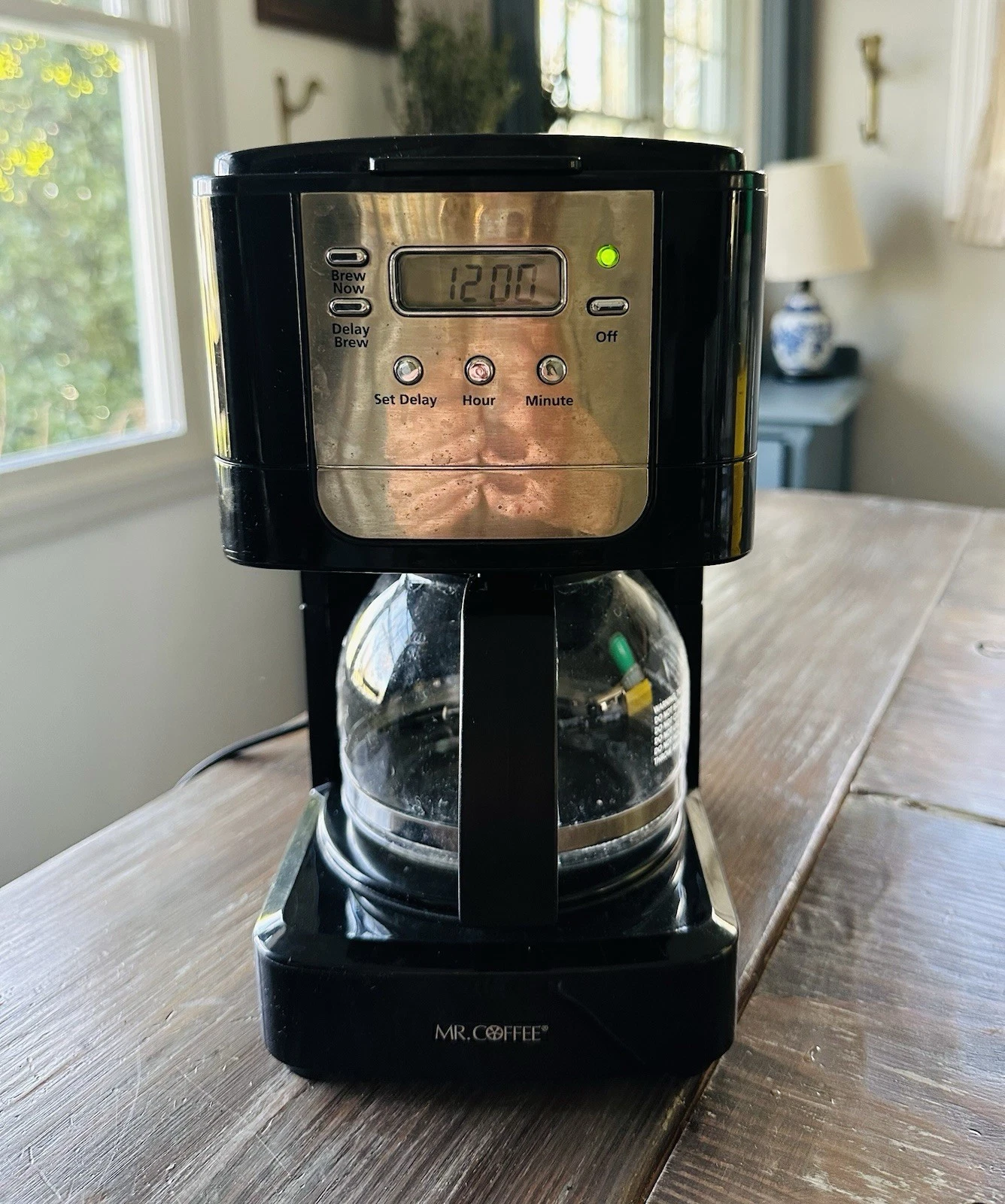 Mr. Coffee JWX3 Programmable 5-Cup Coffee Maker Black & Silver Glass Carafe