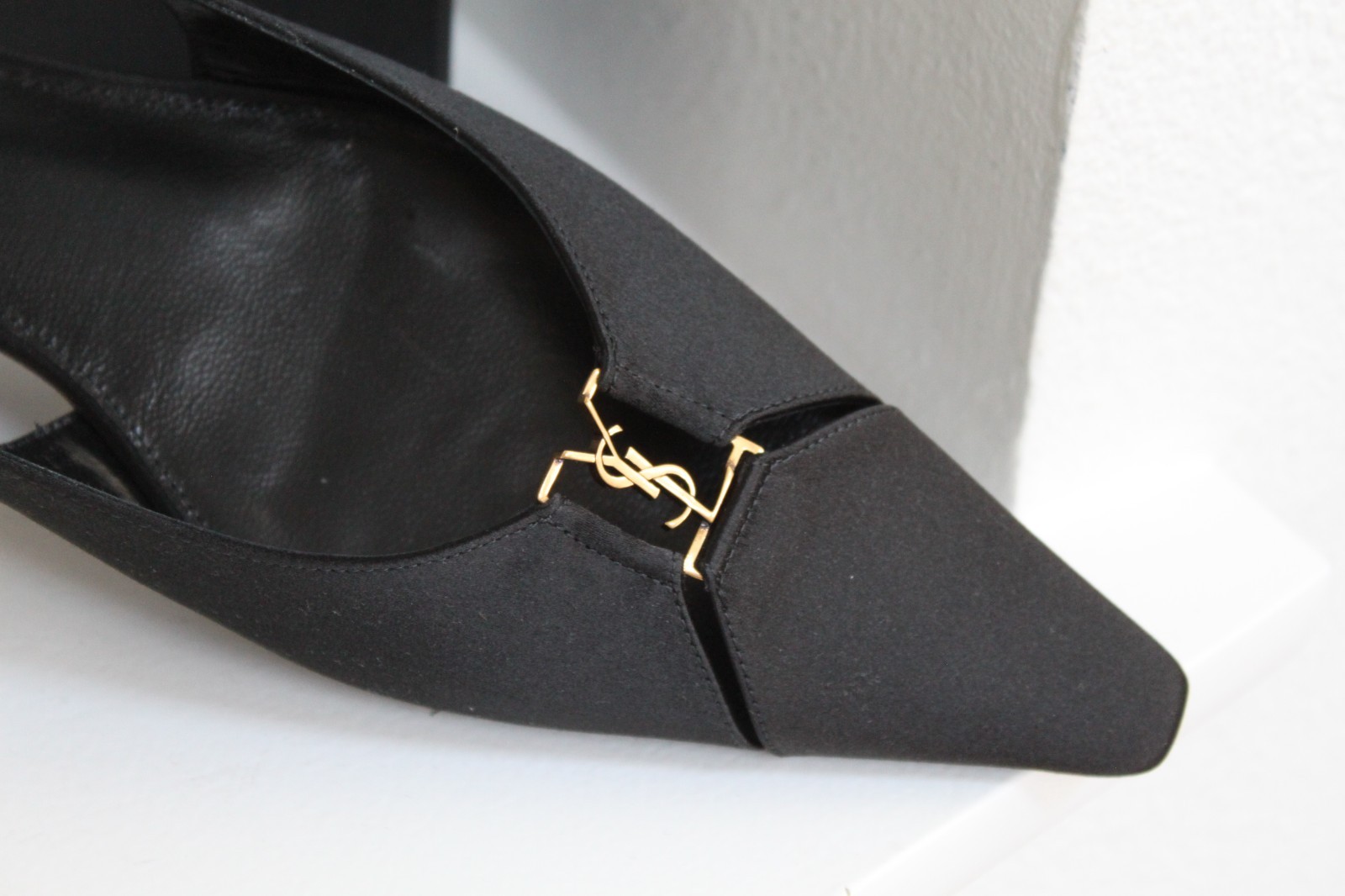 sz 7.5 / 38 YSL Saint Laurent Black Satin Babylone Slingback Ballet Flat Shoes thumbnail 5