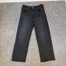 Levis Ribcage Straight Ankle Jeans Faded Black High Rise Button Fly 30
