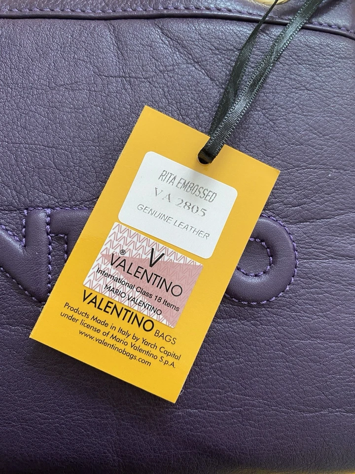 Bolso de mano Valentino by Mario Valentino: Rita de cuero púrpura y dorado en relieve Foto 4 de 4