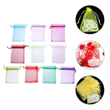 100 Pcs Jewelry Drawstring Bags Candies Containers Organza Bags(Random Color)