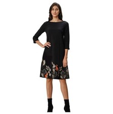 Eshakti Fox And Owl Midi Embroidery Cotton Jersey Dress Size Small