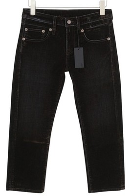 R13 Boy Straight Damen Jeans 26 Brauner Samt Beflockt Gekürzt Knöchel Dunkel