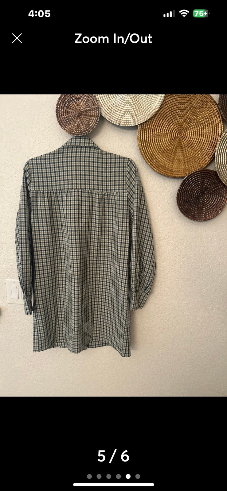 Lola May Navy Plaid button down long sleeve dress size 10 image 5