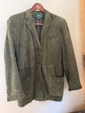 Ralph Lauren Men OLIVE Green Jacket 100 REAL ULTRA SUEDE Blazer Lg