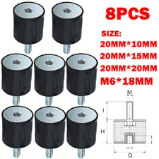 8PC Portable M6*18 Rubber Mounts 20mm Shock Absorber Anti Vibration Isolators