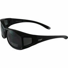 MotoFrame Sideshow Safety Sunglasses Fit Over Rx Glasses Black Frame Smoke Lens