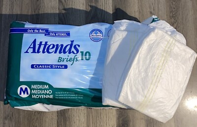 2 Pieces Sample Vintage Attends Adult Diapers Medium Classic Style 10 Micropore