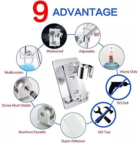 Strong Adhesive Shower Head Holder CACASO Adjustable Shower Wand Holder,Handheld - 第 5/6 張圖片