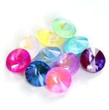 100pcs Glass Crystal Pointed Back Mocha Fluorescence Rhinestone Rivoli Stone